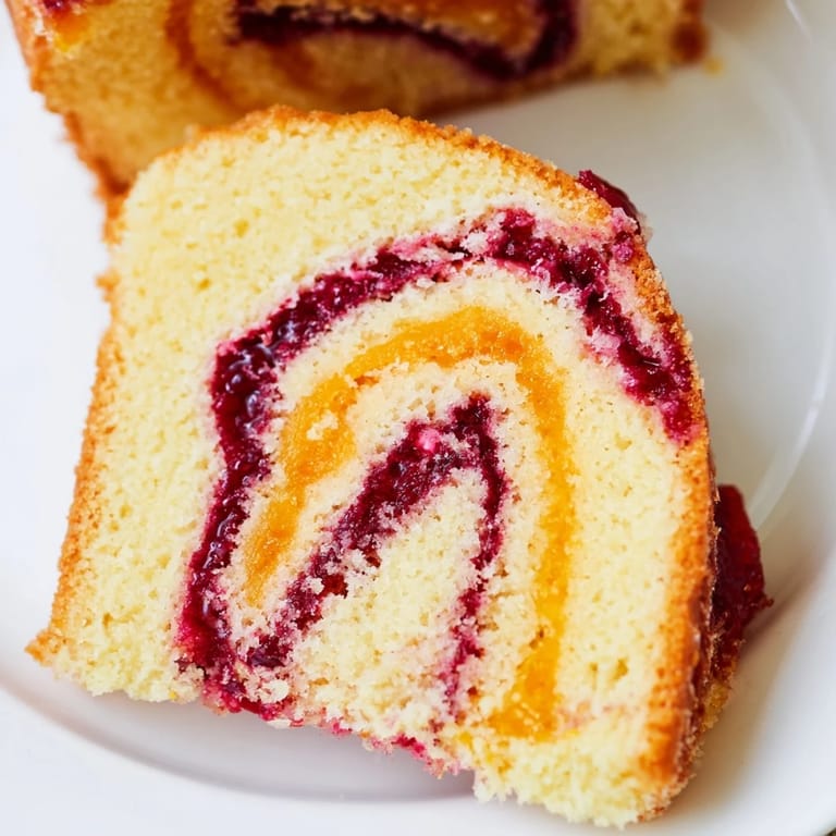 A warm slice of cranberry orange swirl cake, perfect with a cup of coffee on a chilly day.