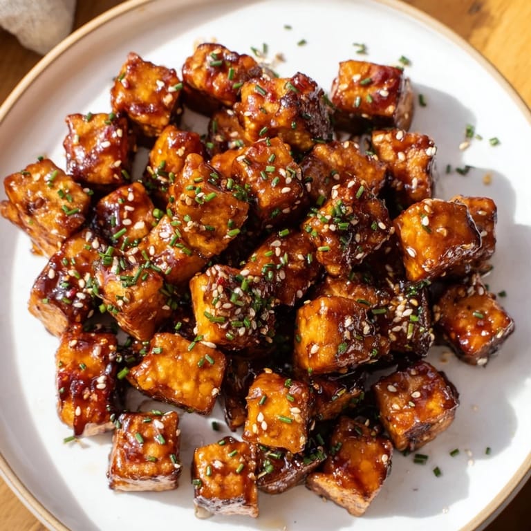 Crispy air fryer chicken bites, a delicious American-Asian fusion dish with a sweet and savory glaze.