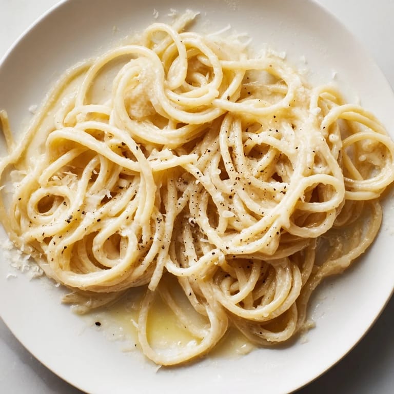 A close-up of steaming Lazy Girl Three-Ingredient Pasta with grated cheese, aromatic and delicious.