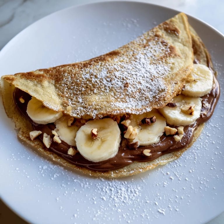 Warm, gooey Nutella and sliced bananas inside a fried Banana Nutella Wrap, a quick treat.