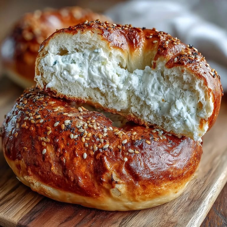 Golden-brown Greek Yogurt Bagels stacked on a cooling rack, showing a fluffy interior and easy homemade breakfast preparation.