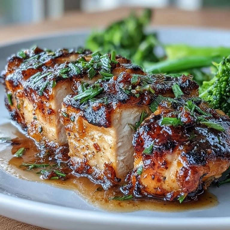 Tender grilled chicken breasts paired with sautéed broccoli and rich, velvety garlic cream sauce in a wholesome bowl.  