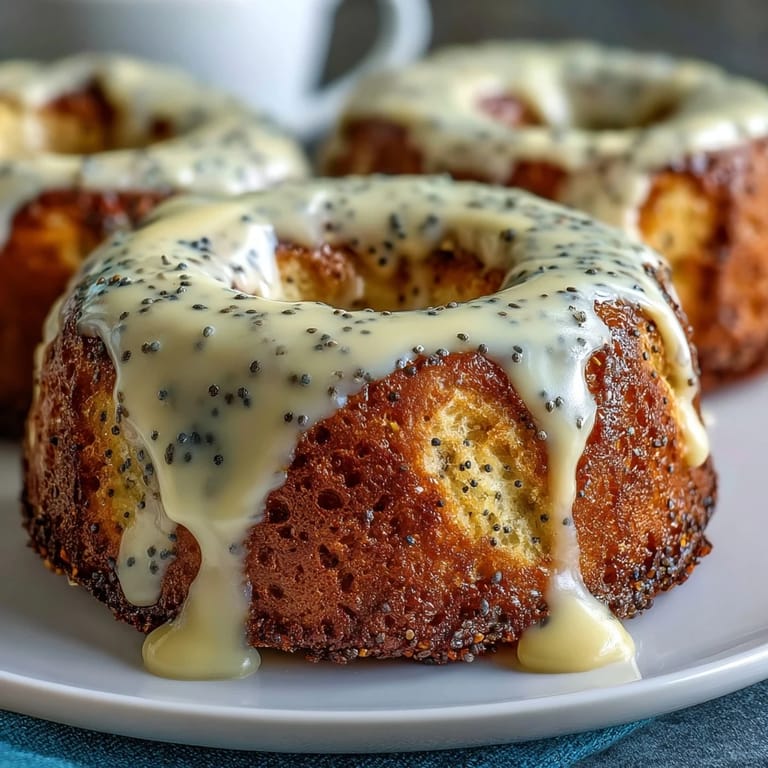 High-protein lemon poppy seed bagels with a sweet lemon glaze, offering a nutritious and delicious start to your day.