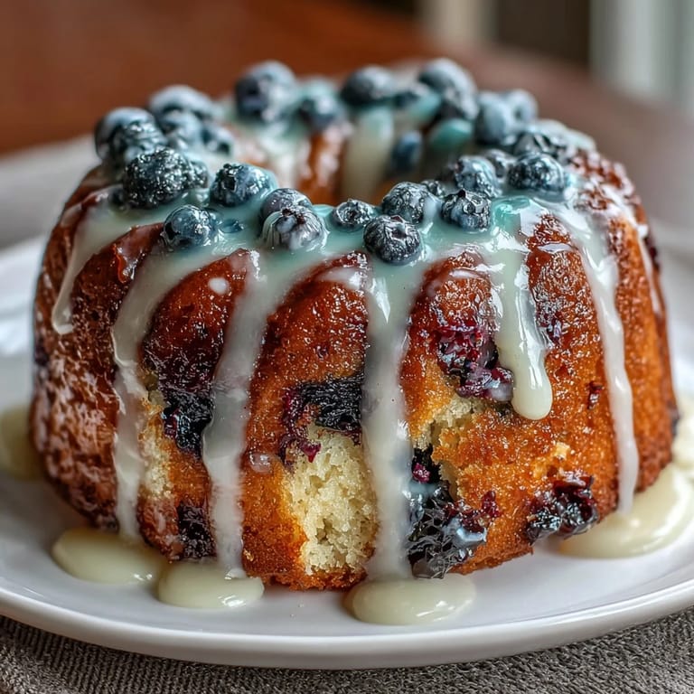 Homemade mini lemon blueberry sourdough bundt cakes featuring tender crumb, vibrant fruit, and a tangy lemon glaze for a perfect teatime treat.