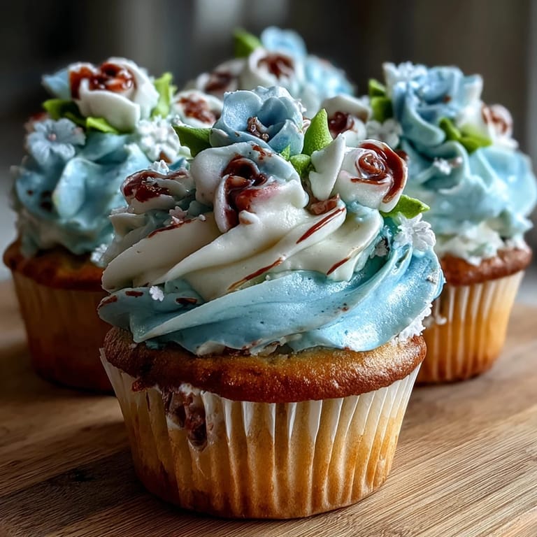 Soft vanilla cupcakes adorned with pastel buttercream blossoms in shades of pink, yellow, and lavender — a charming dessert for baby showers.  