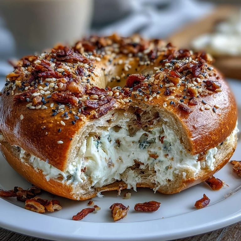 High-protein cottage cheese bagels baked until golden, offering a satisfying and wholesome snack or breakfast option.