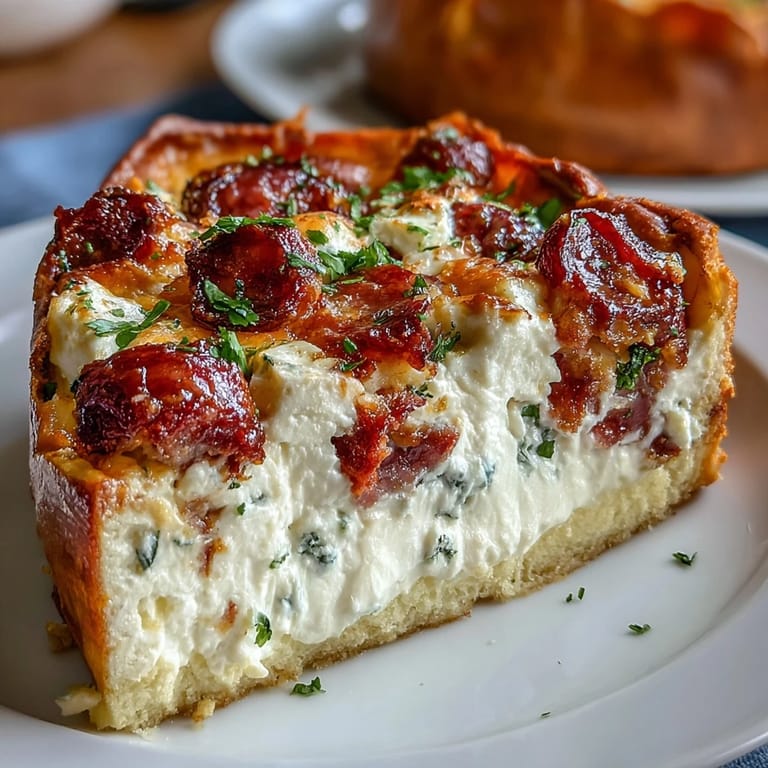 Traditional Italian Easter pie featuring creamy ricotta, salami, and flaky pastry, perfect for brunch.