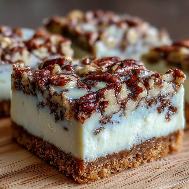 Layered Carrot Cake Cheesecake Bars with rich cheesecake topping and crunchy walnut garnish, ideal for dessert lovers.