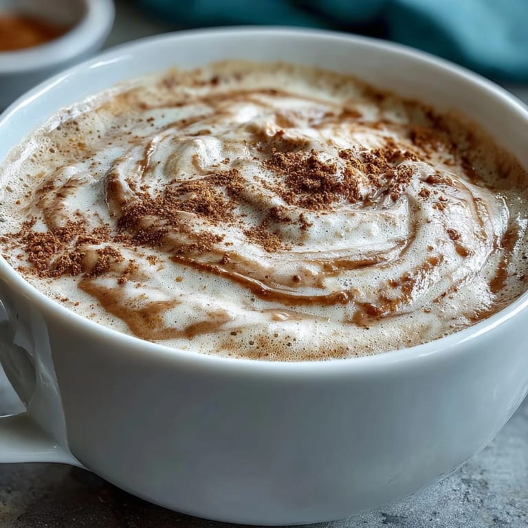 Delicious ashwagandha reishi mushroom latte, a soothing warm morning beverage.