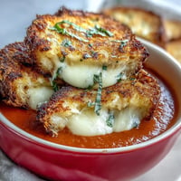 Golden mini grilled cheese dippers ready for savoring with warm tomato soup.